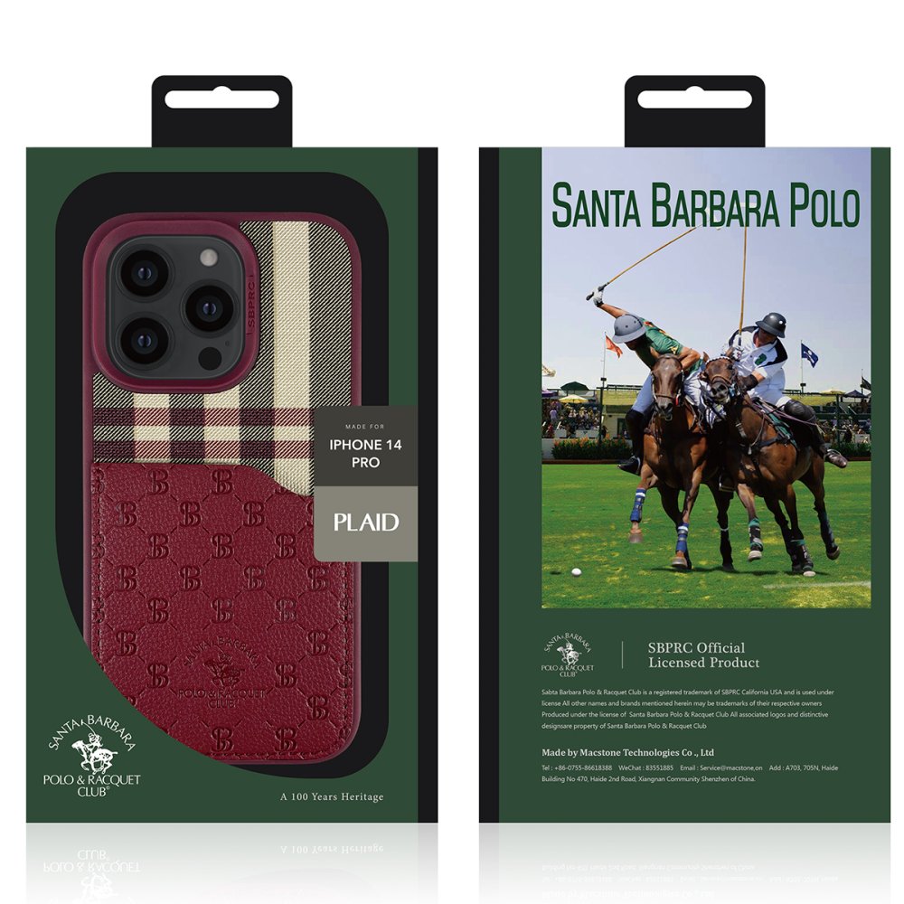 Santa Barbara Polo Racquet Club iPhone 14 Pro Plaid Kartvizitli Kapak - Siyah