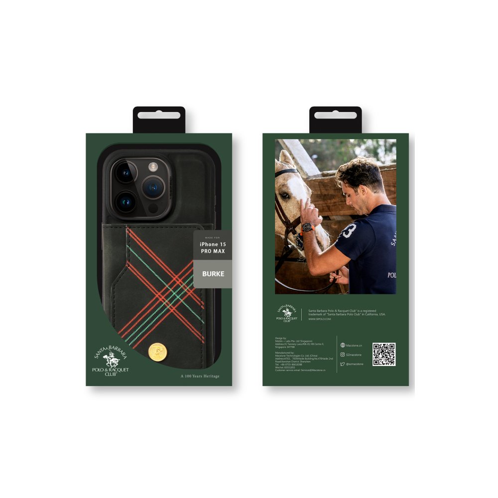 Santa Barbara Polo Racquet Club iPhone 15 Pro Burke Manyetik Cüzdanlı Kapak - Siyah