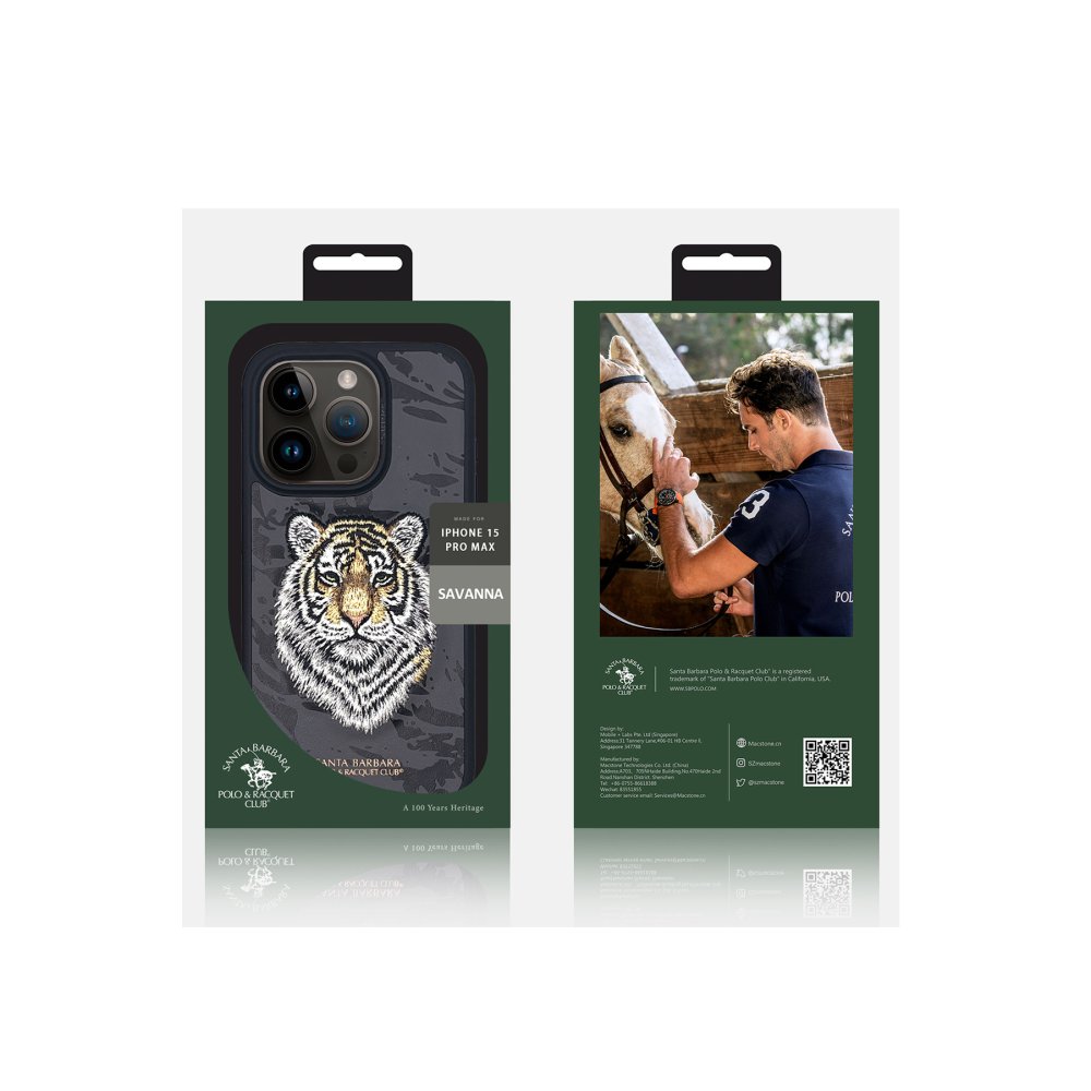 Santa Barbara Polo Racquet Club iPhone 15 Pro Savanna Kapak - Snow Leopard Titan Gri