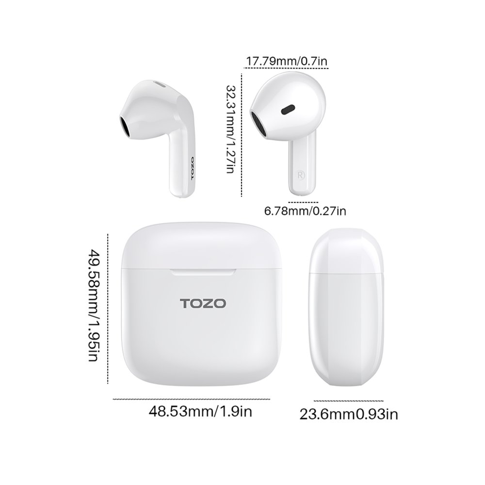 Tozo A3 Çağrı Gürültü Engelleyici Özellikli Ultra Hafif Bluetooth 5.3 Kablosuz TWS Airpods Kulaklık - Beyaz