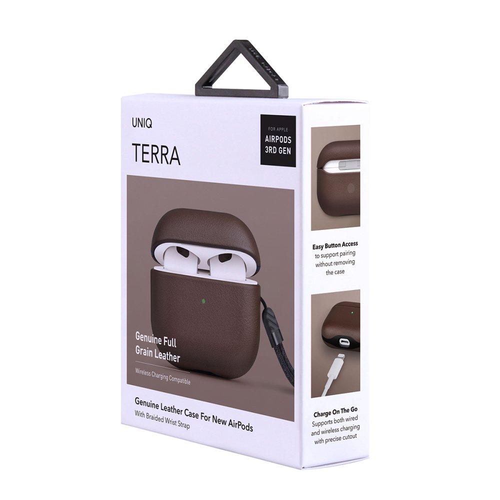 Uniq Airpods 3 (3.nesil) Terra Genuine Deri Kılıf - Kahverengi