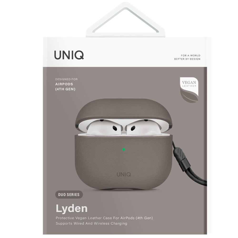 Uniq Airpods 4 (4.nesil) Lyden DS Deri Kılıf - Titan Gri