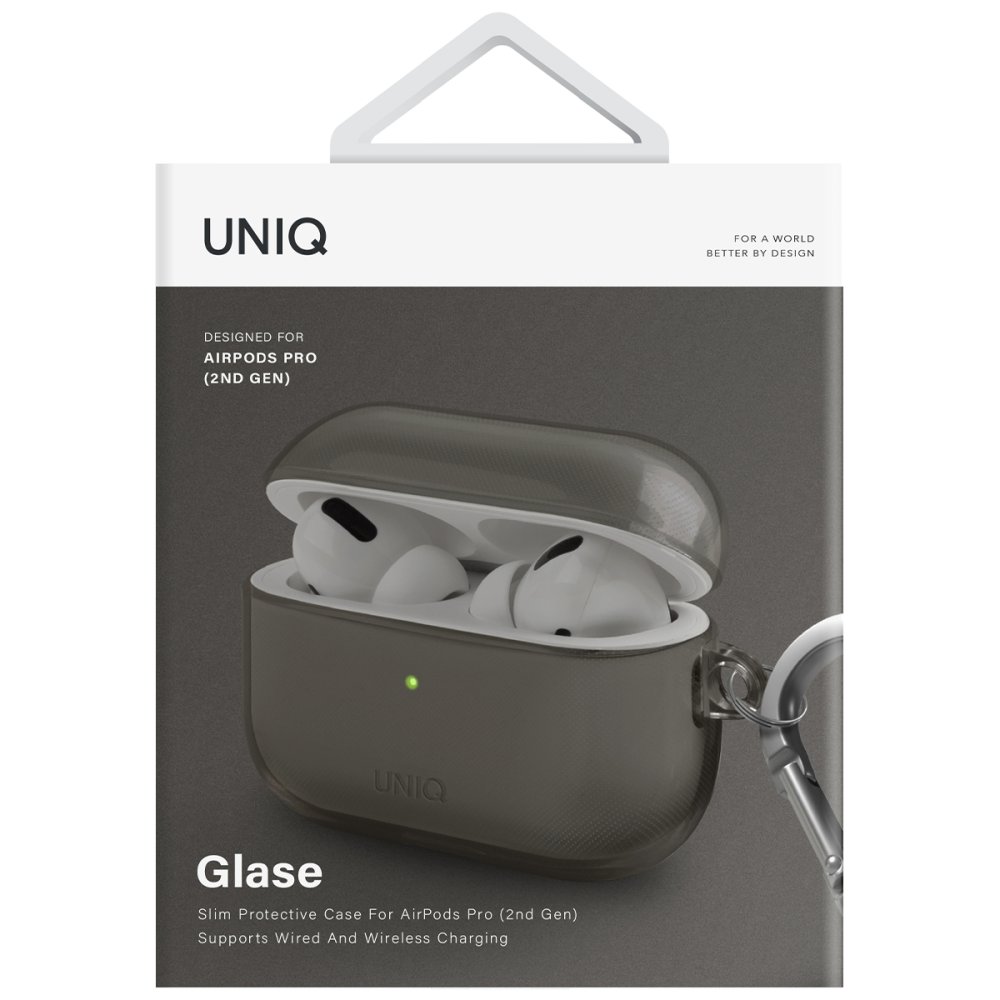 Uniq Airpods Pro 2 (2.nesil) Glase Silikon Kılıf - Siyah