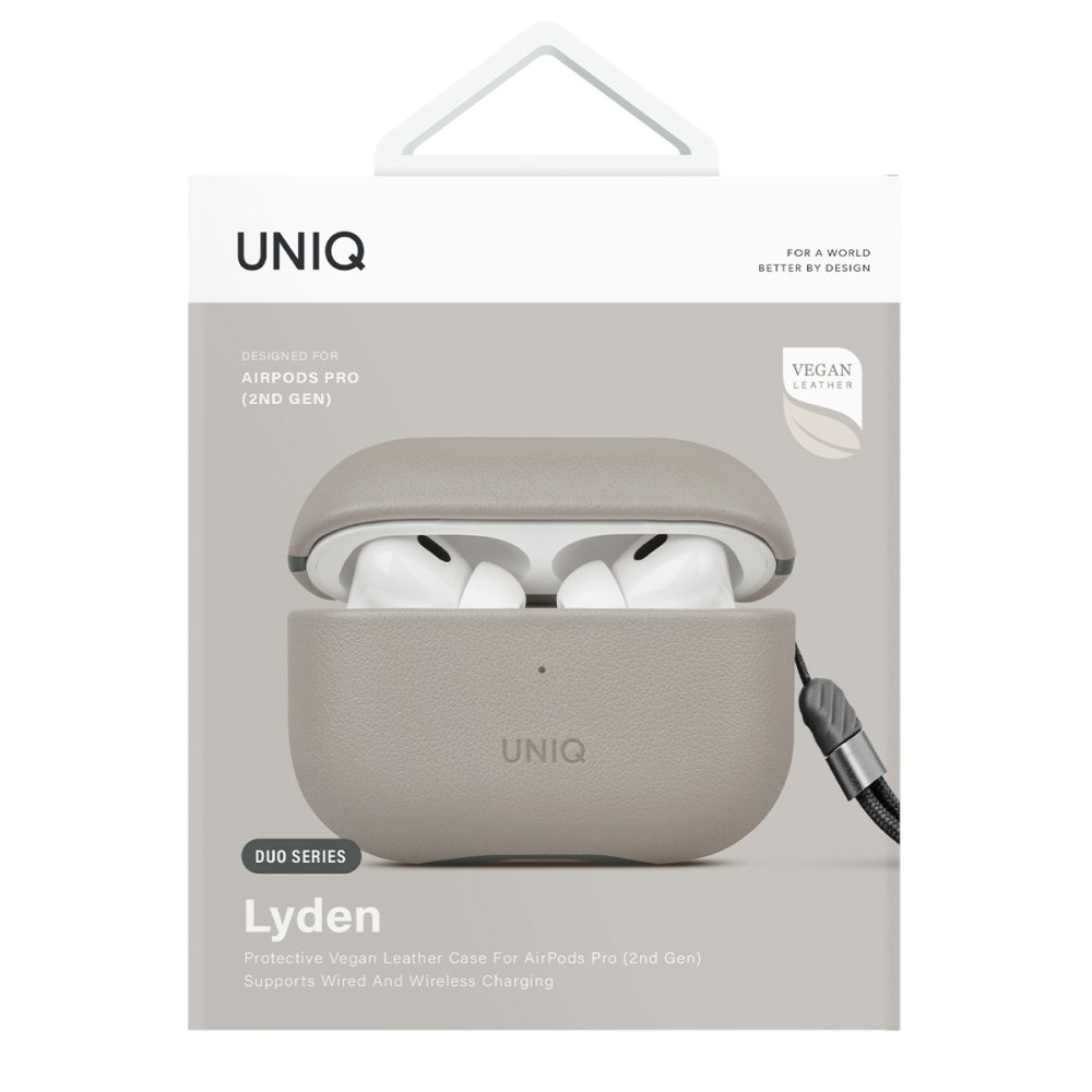 Uniq Airpods Pro 2 (2.nesil) Lyden DS Deri Kılıf - Bej