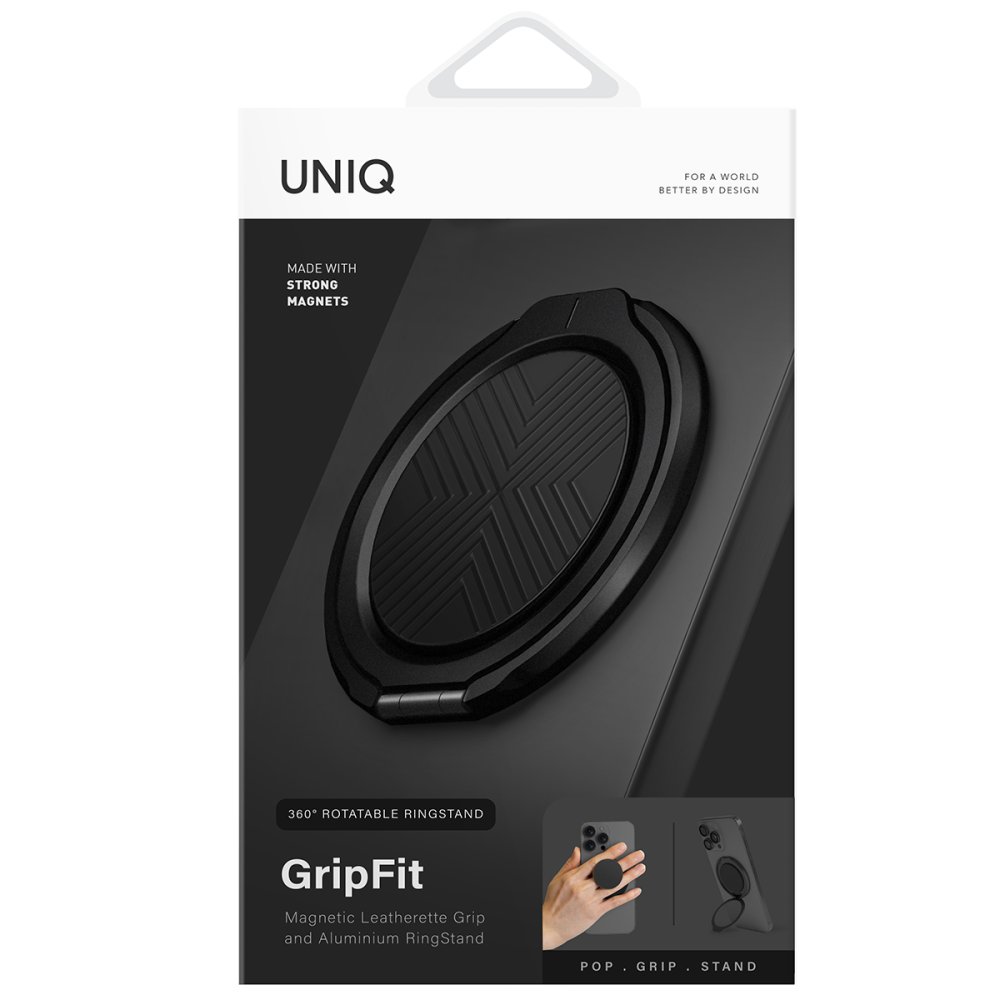 Uniq GripFit Classic 360 Manyetik Magsafe Kickstand Yüzük - Siyah