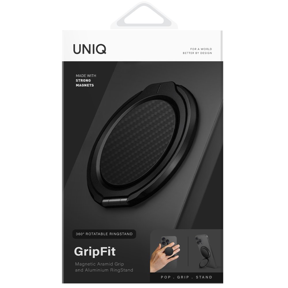 Uniq GripFit Premium 360 Manyetik Magsafe Kickstand Yüzük - Siyah