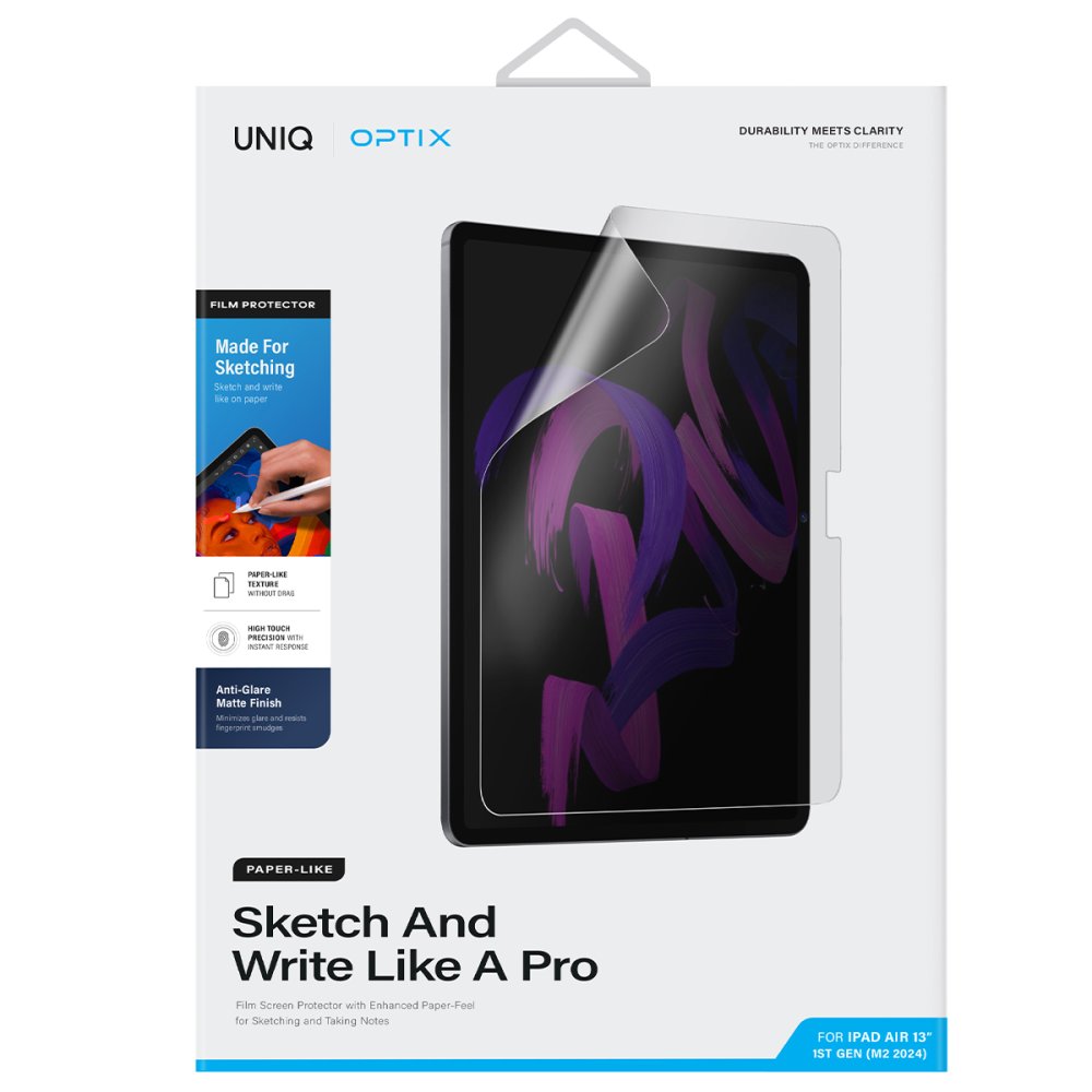 Uniq iPad Air 13 (2024) Optix Paper Sketch Tablet Nano Koruyucu - Siyah