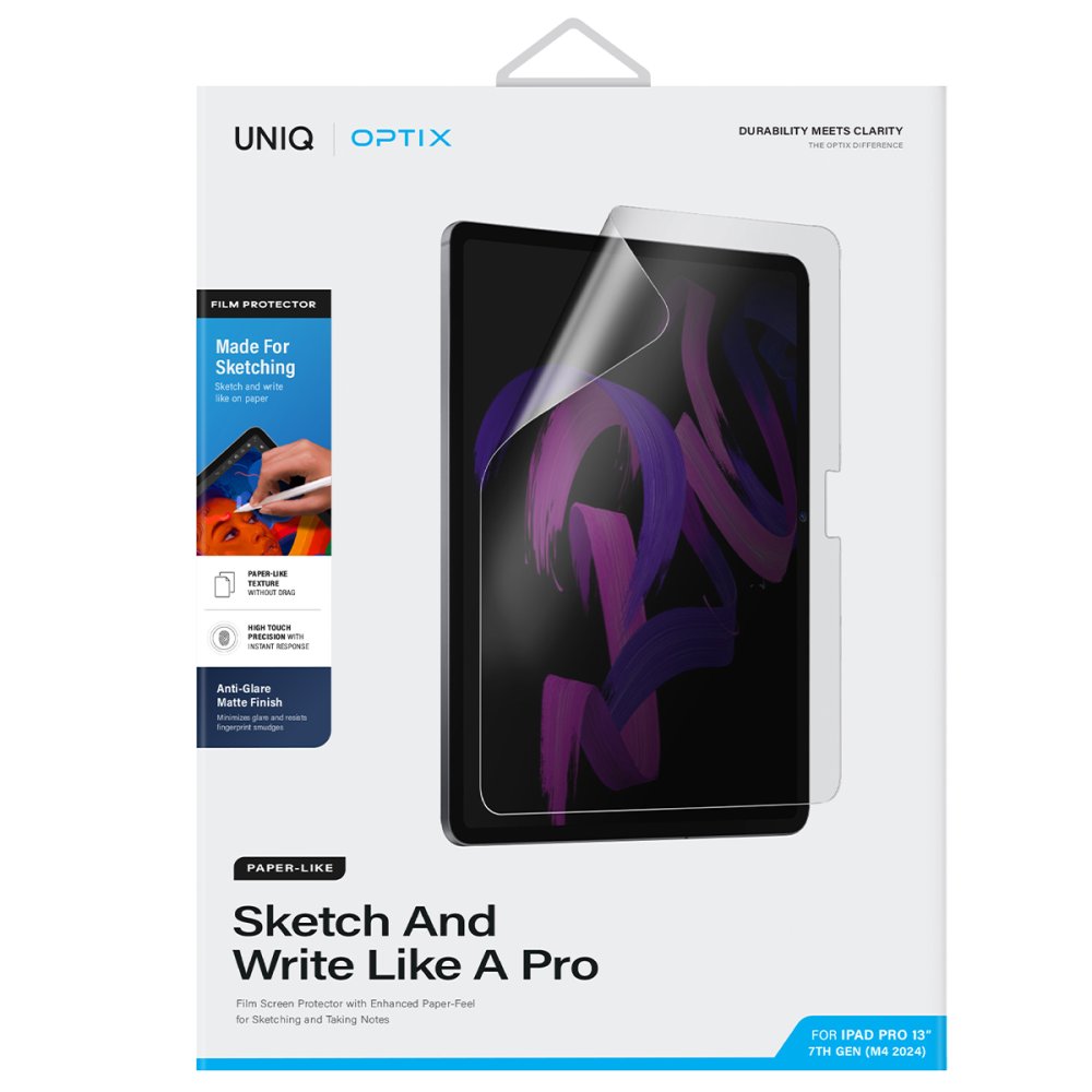 Uniq iPad Pro 13 (2024) Optix Paper Sketch Tablet Nano Koruyucu - Siyah