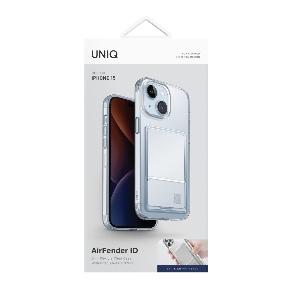 Uniq iPhone 15 Air Fender Kartvizitli Kapak - Şeffaf