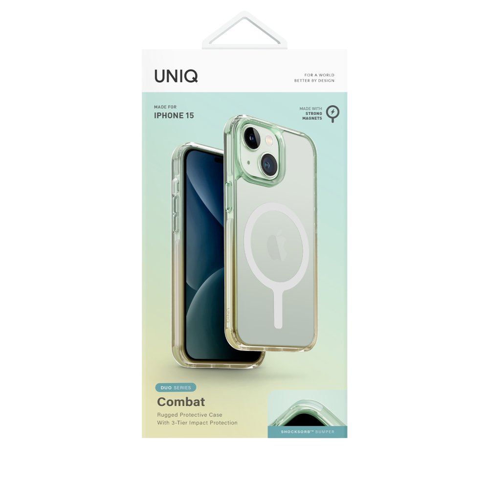 Uniq iPhone 15 Combat Duo Magsafe Kapak - Yeşil