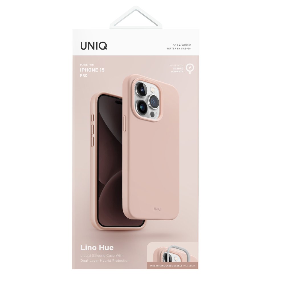 Uniq iPhone 15 Pro Lino Hue Magsafe Kapak - Pembe