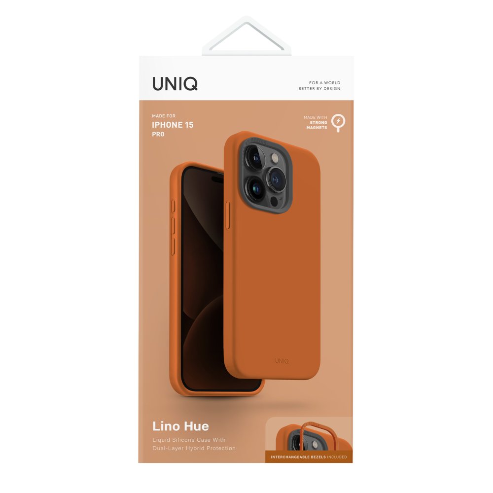 Uniq iPhone 15 Pro Lino Hue Magsafe Kapak - Turuncu