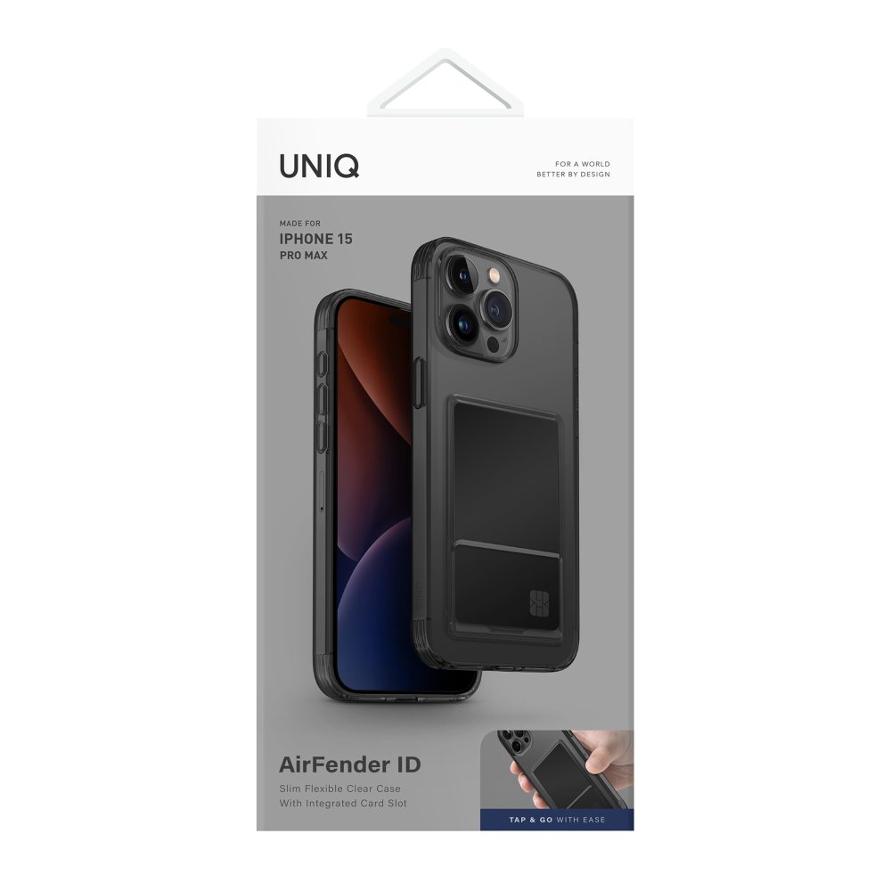 Uniq iPhone 15 Pro Max Air Fender Kartvizitli Kapak - Füme