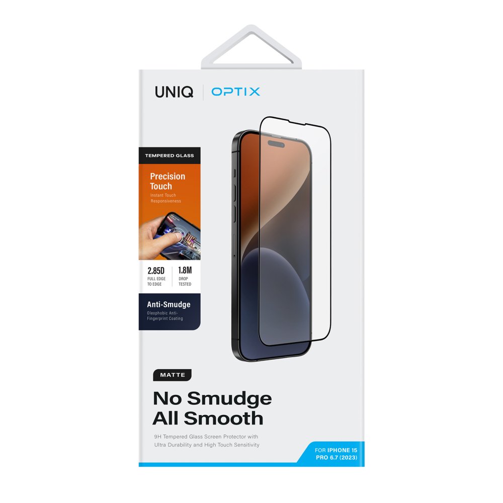 Uniq iPhone 15 Pro Max Optix Mat Ekran Koruyucu - Siyah