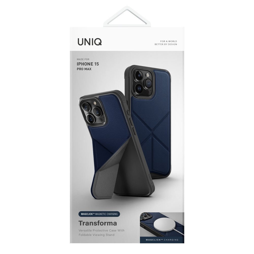 Uniq iPhone 15 Pro Max Transforma Magsafe Standlı Kapak - Mavi