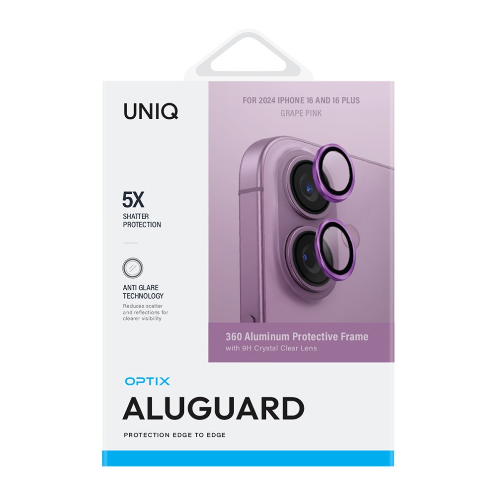 Uniq iPhone 16 Optix Alüminyum Kamera Lens Koruyucu - Pembe