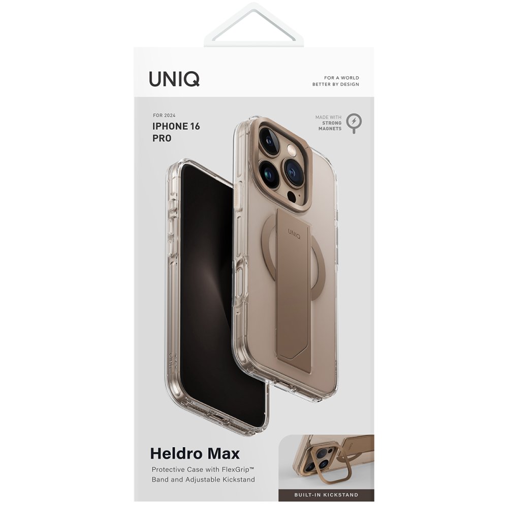 Uniq iPhone 16 Pro Heldro Max Magsafe Standlı Kapak - Gold