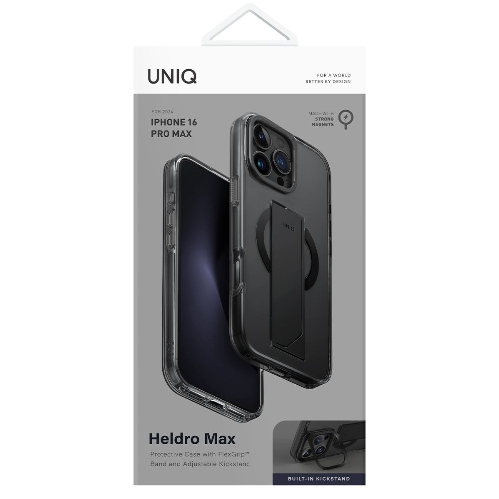 Uniq iPhone 16 Pro Heldro Max Magsafe Standlı Kapak - Siyah