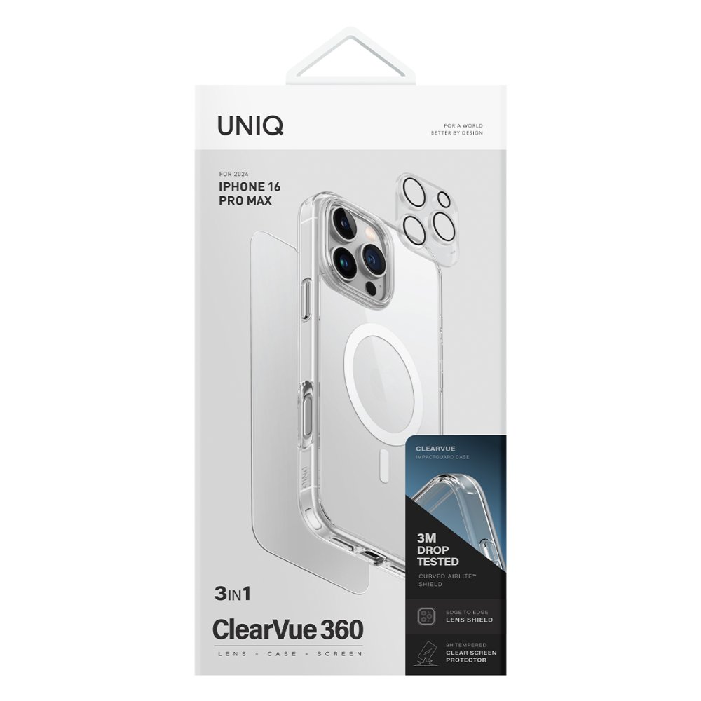 Uniq iPhone 16 Pro Max Clearvue Magsafe 3in1 Set Kapak - Şeffaf