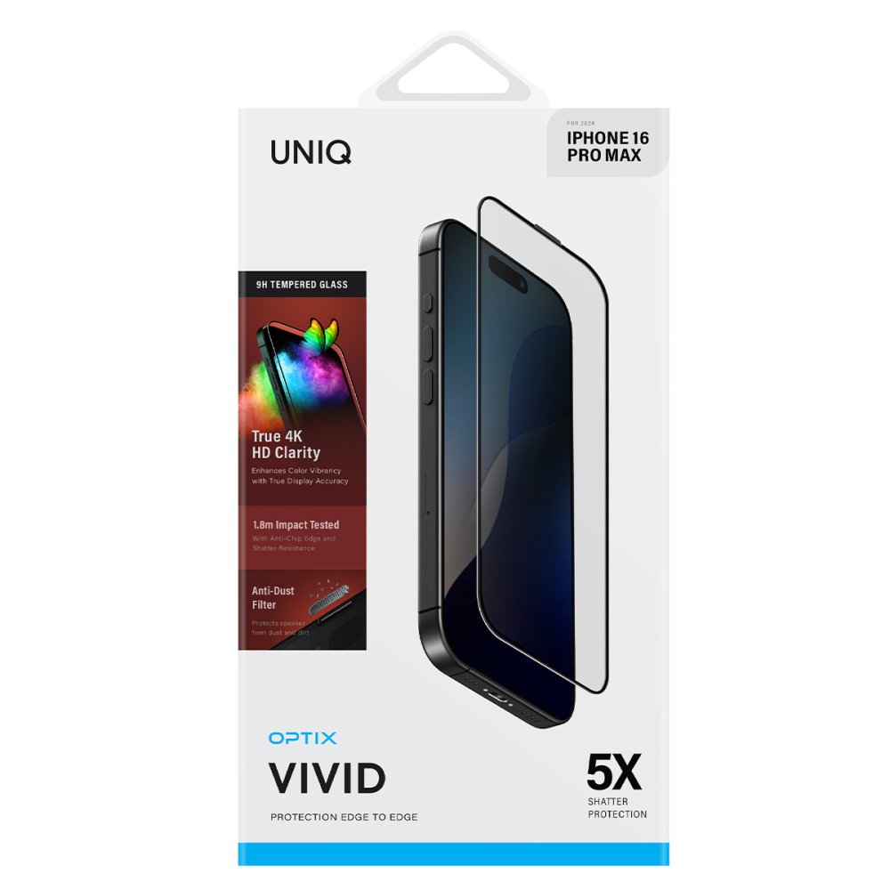 Uniq iPhone 16 Pro Max Optix Vivid Cam Ekran Koruyucu - Siyah