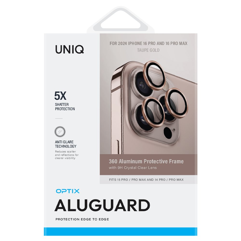 Uniq iPhone 16 Pro Optix Alüminyum Kamera Lens Koruyucu - Gold