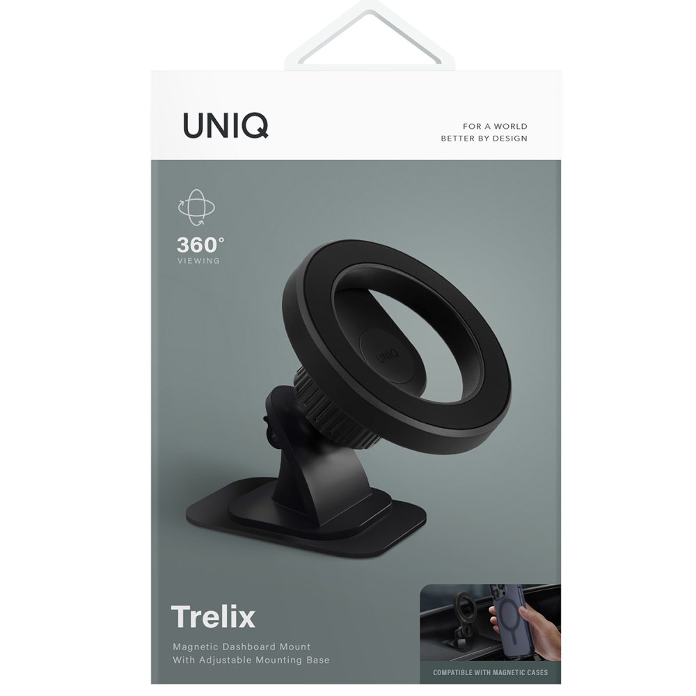 Uniq Trelix Manyetik Mıknatıslı 360 Dönen Holder - Siyah