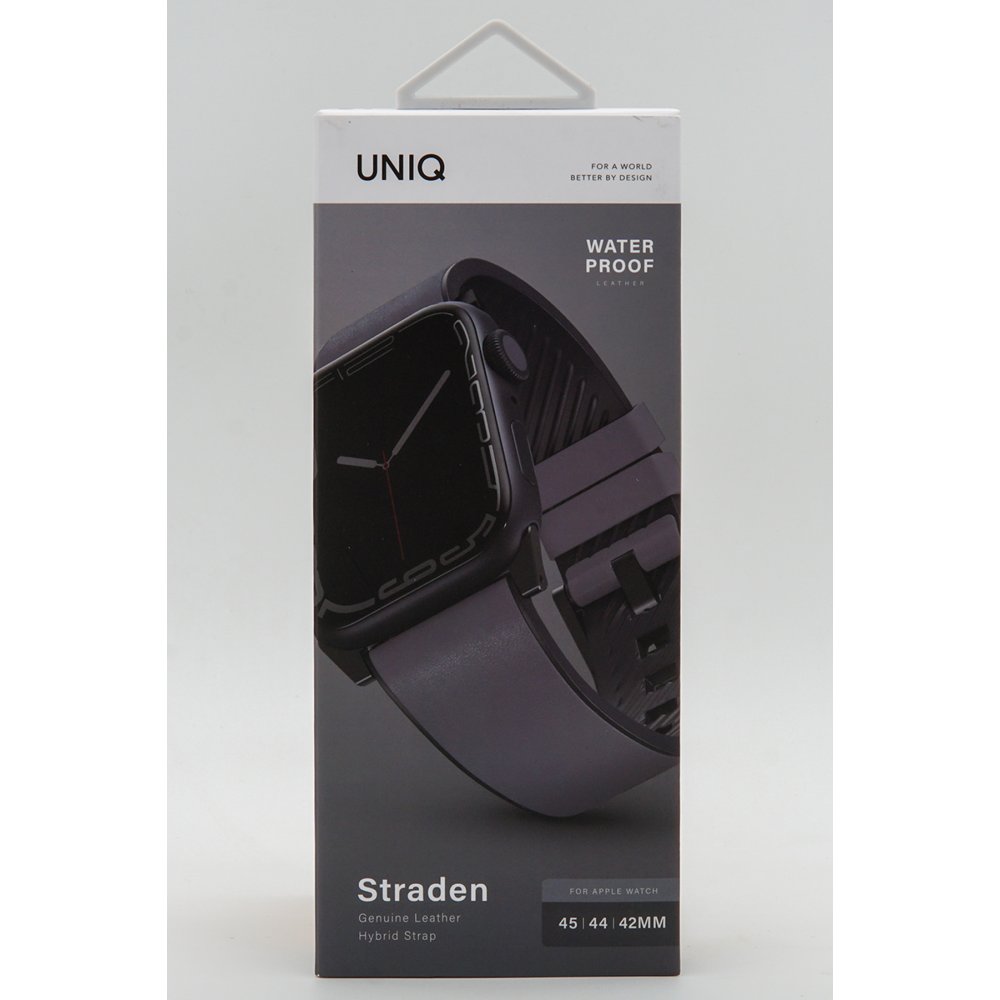 Uniq Watch 42mm Straden Su Geçirmez Deri Kordon - Gri