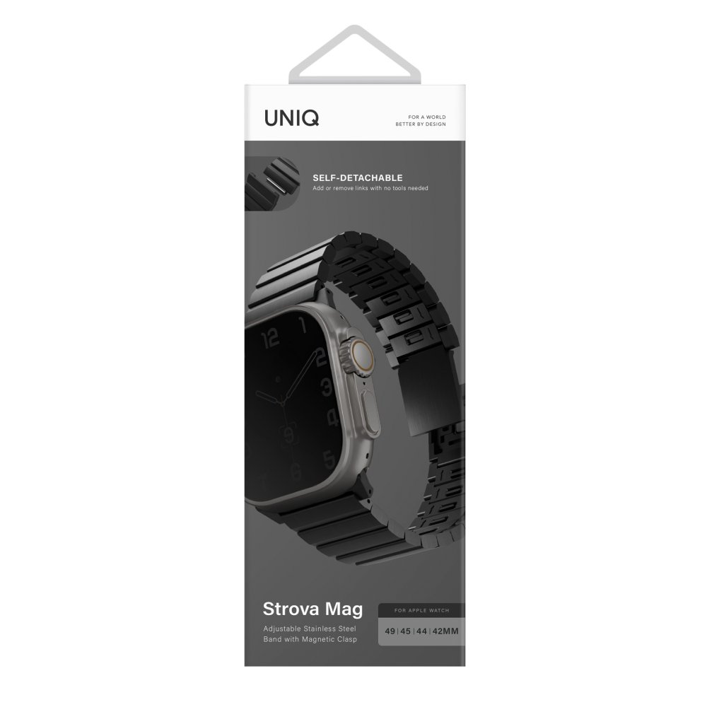 Uniq Watch 42mm Strova Mag Çelik Kordon - Siyah