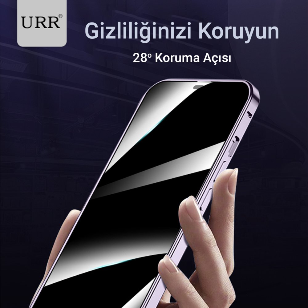 URR iPhone 14 Pro HD Privacy Cam Ekran Koruyucu - Siyah