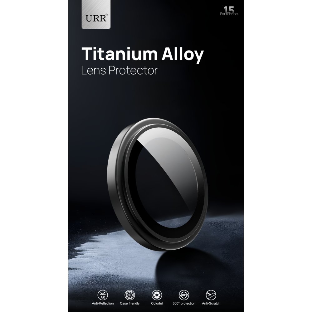 URR iPhone 14 Pro Titanium Alloy Kamera Lens Koruyucu - Gümüş