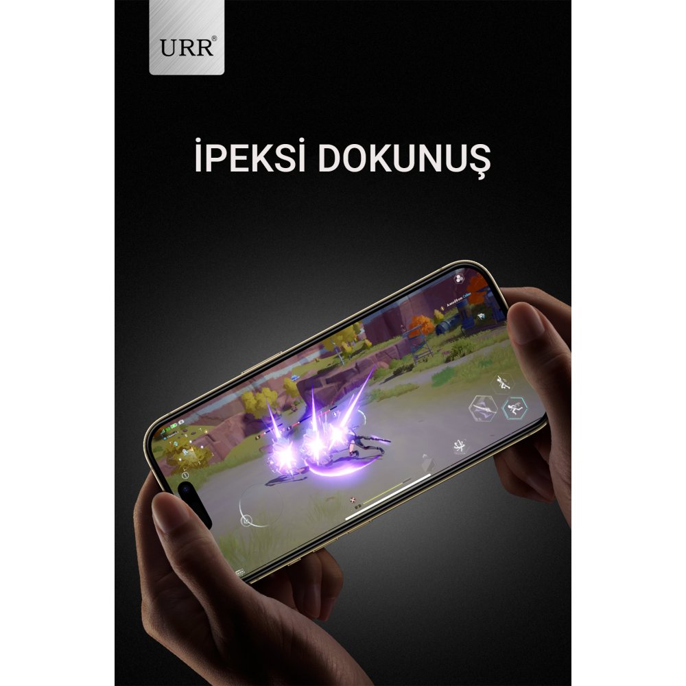 URR iPhone 15 Pro 3D Matte Antiglare Resin Edge Cam Ekran Koruyucu - Siyah