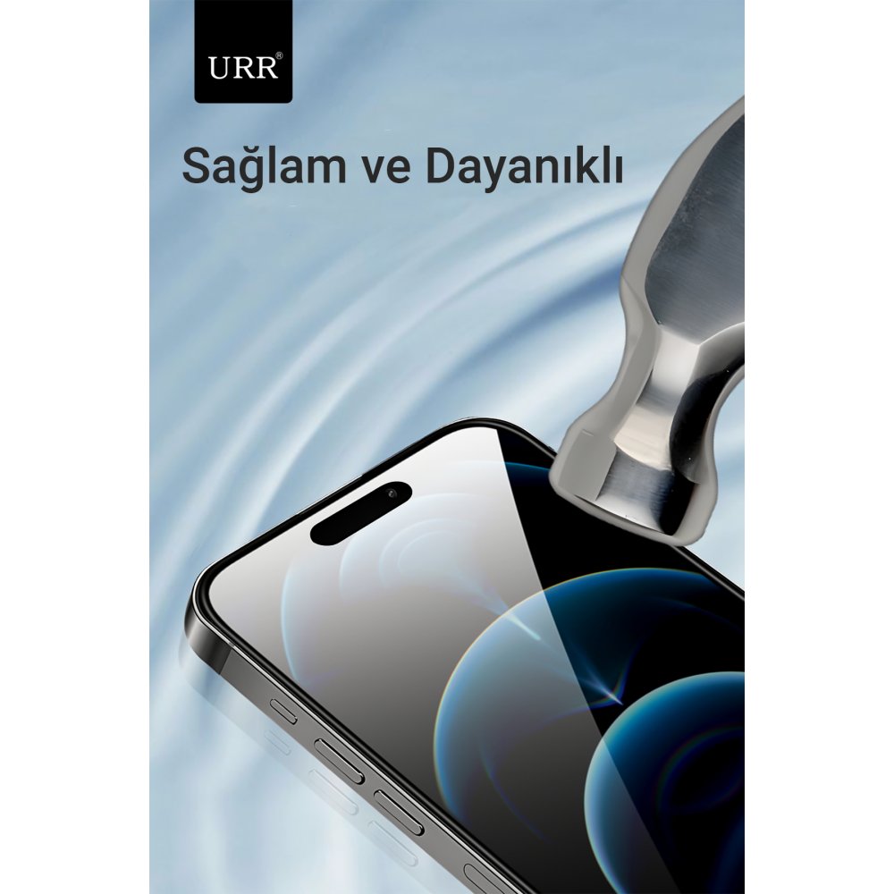 URR iPhone 15 Pro Max 3D Resin Edge Cam Ekran Koruyucu - Siyah