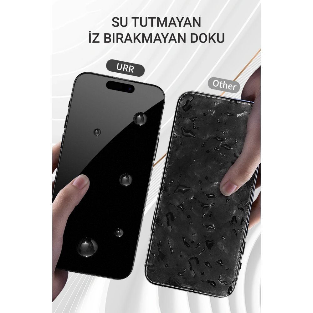 URR iPhone 15 Pro Max 3D Matte Antiglare Resin Edge Cam Ekran Koruyucu - Siyah