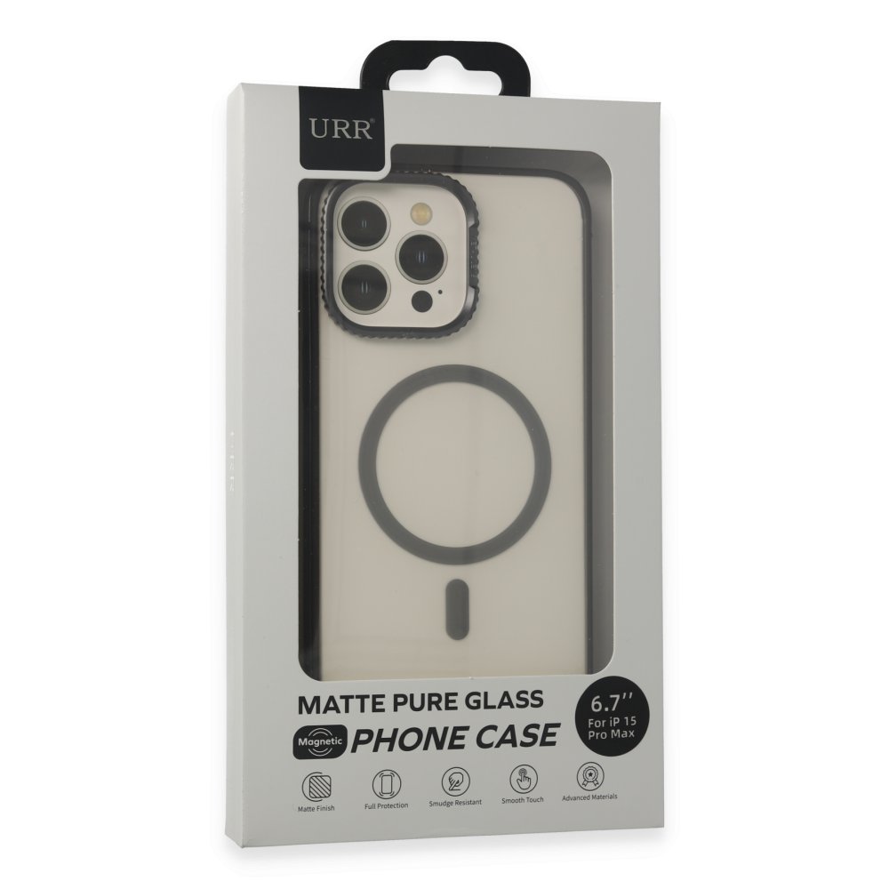 URR iPhone 15 Pro Max PVDSS Lens Titanium Edge Magsafe Kapak - Siyah