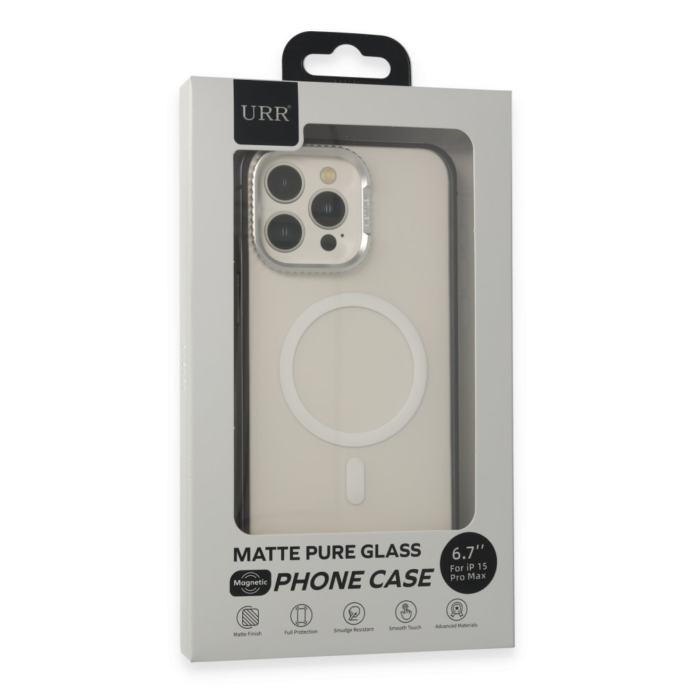 URR iPhone 15 Pro Max PVDSS Lens Titanium Edge Magsafe Kapak - Titan Gri