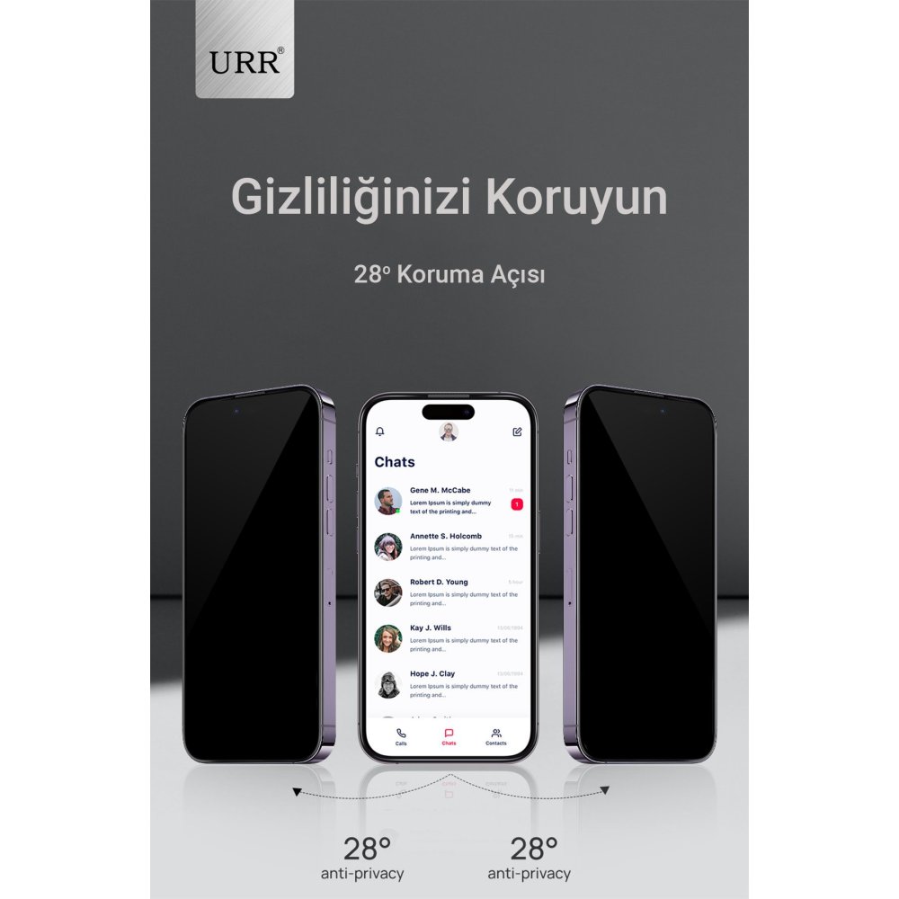 URR iPhone 16 Pro 3D Privacy Resin Edge Cam Ekran Koruyucu - Siyah