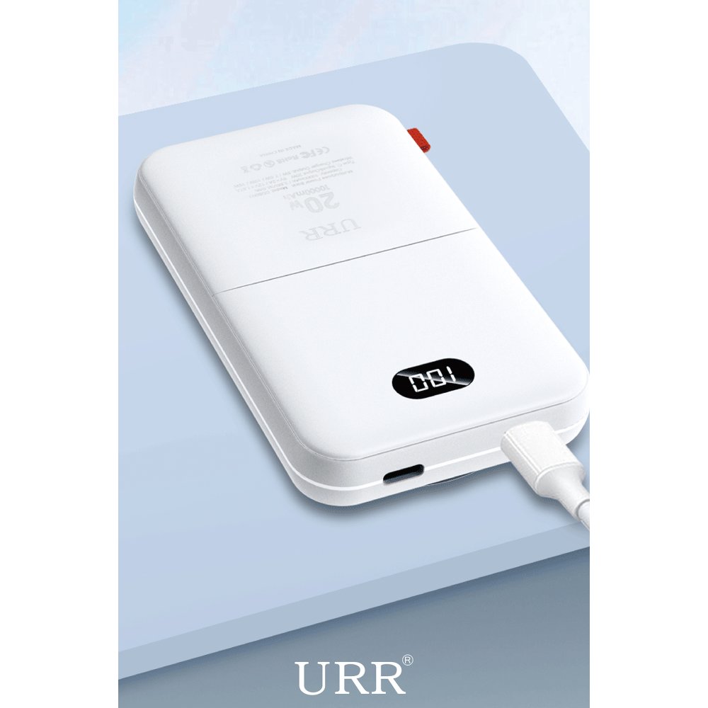 URR Multipurpose 20W 10.000 mAh Dijital Şarj Göstergeli Telefon ve Saat İçin Kablosuz Şarj Magsafe Powerbank - Siyah