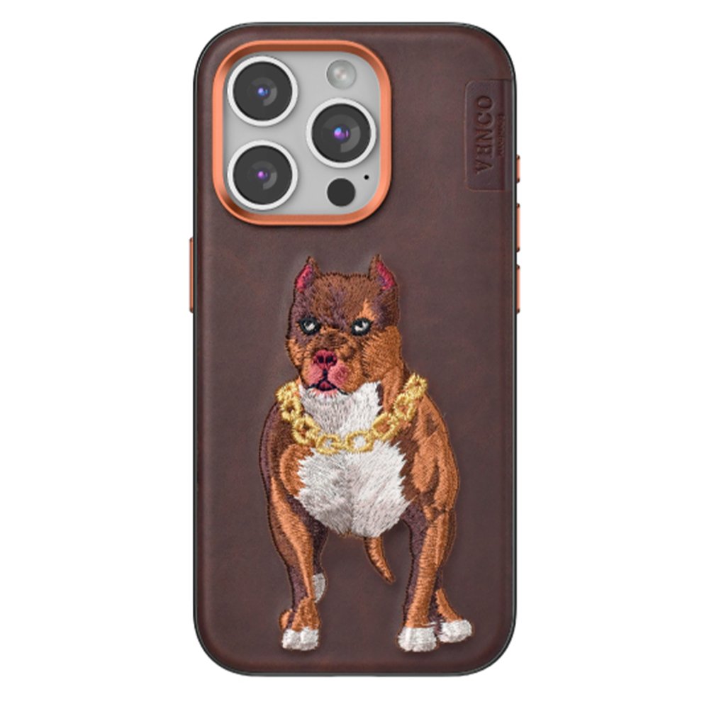 Venco iPhone 15 Pro Perma Desenli Kapak - Kahverengi