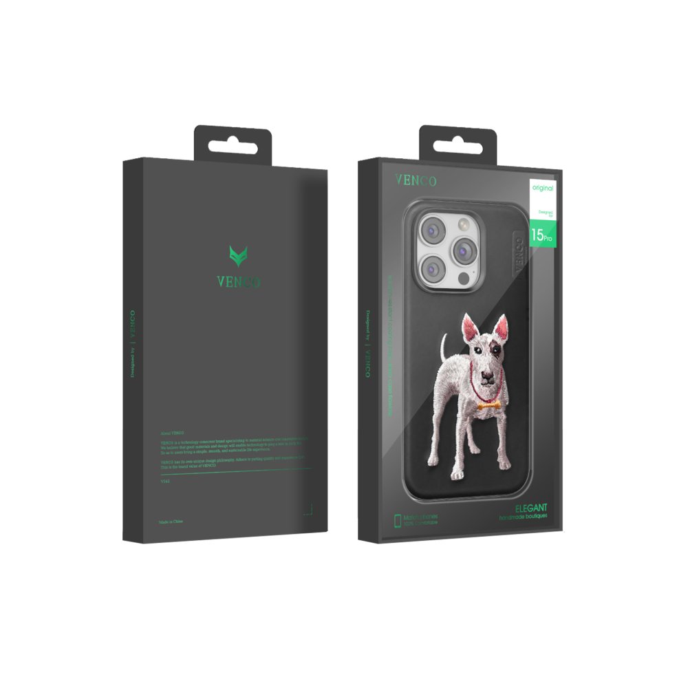 Venco iPhone 15 Pro Perma Desenli Kapak - Koyu Kahve