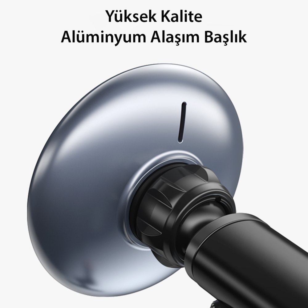 Yesido C132 15W Kablosuz Şarjlı Mıknatıslı Yapışkanlı Ayarlanabilir Magsafe Araç Tutucu - Siyah