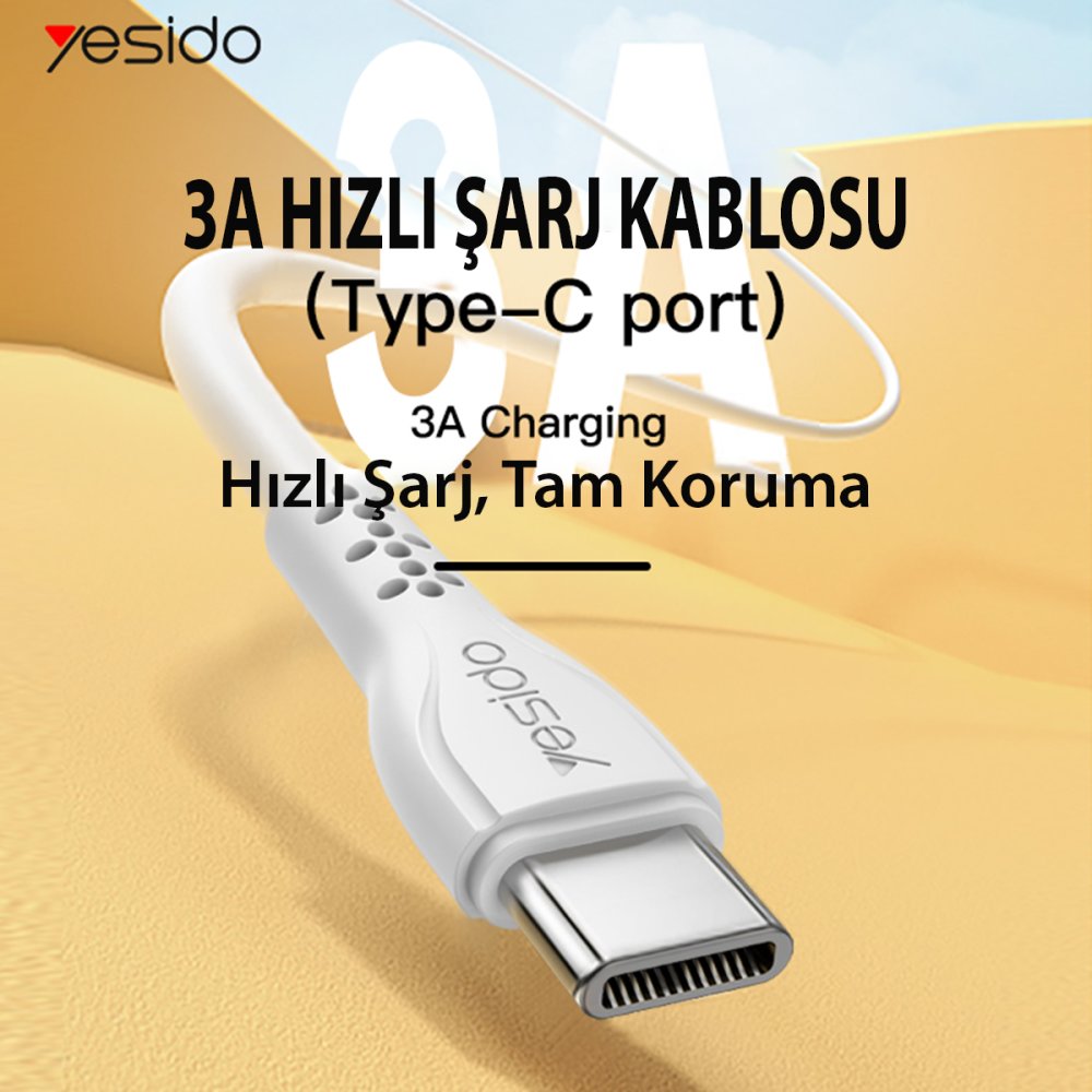 Yesido CA71 1M 2A Usb to Type-C Hızlı Şarj Kablosu - Beyaz