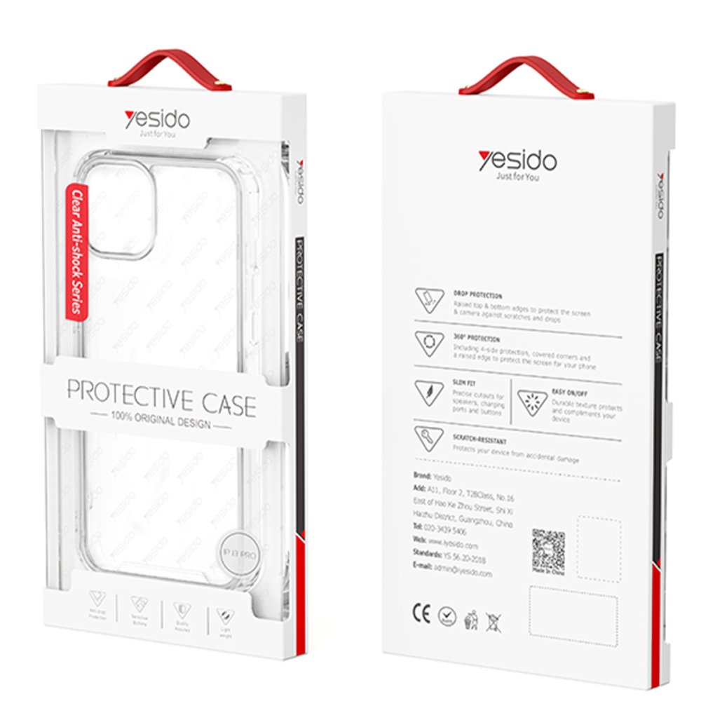 Yesido iPhone 16 PC01 Clear Anti-Shock Kapak - Şeffaf