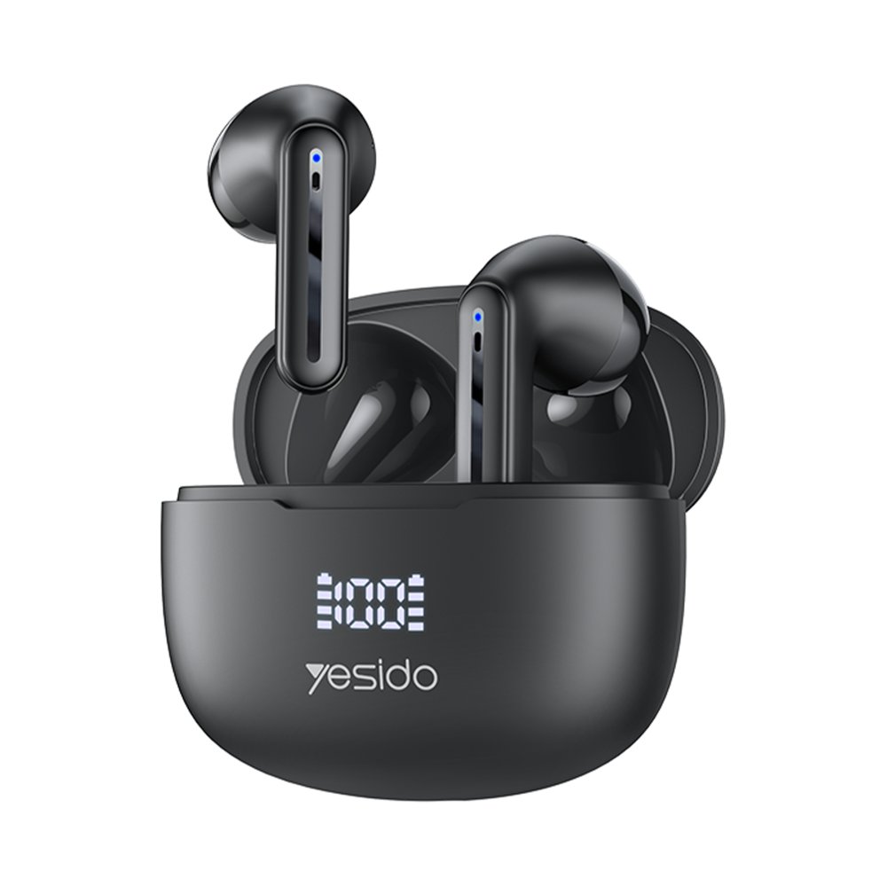 Yesido TWS19 Aktif Gürültü Engelleyici Özellikli Dijital Şarj Göstergeli BT 5.3 Kablosuz Airpods Kulaklık - Siyah