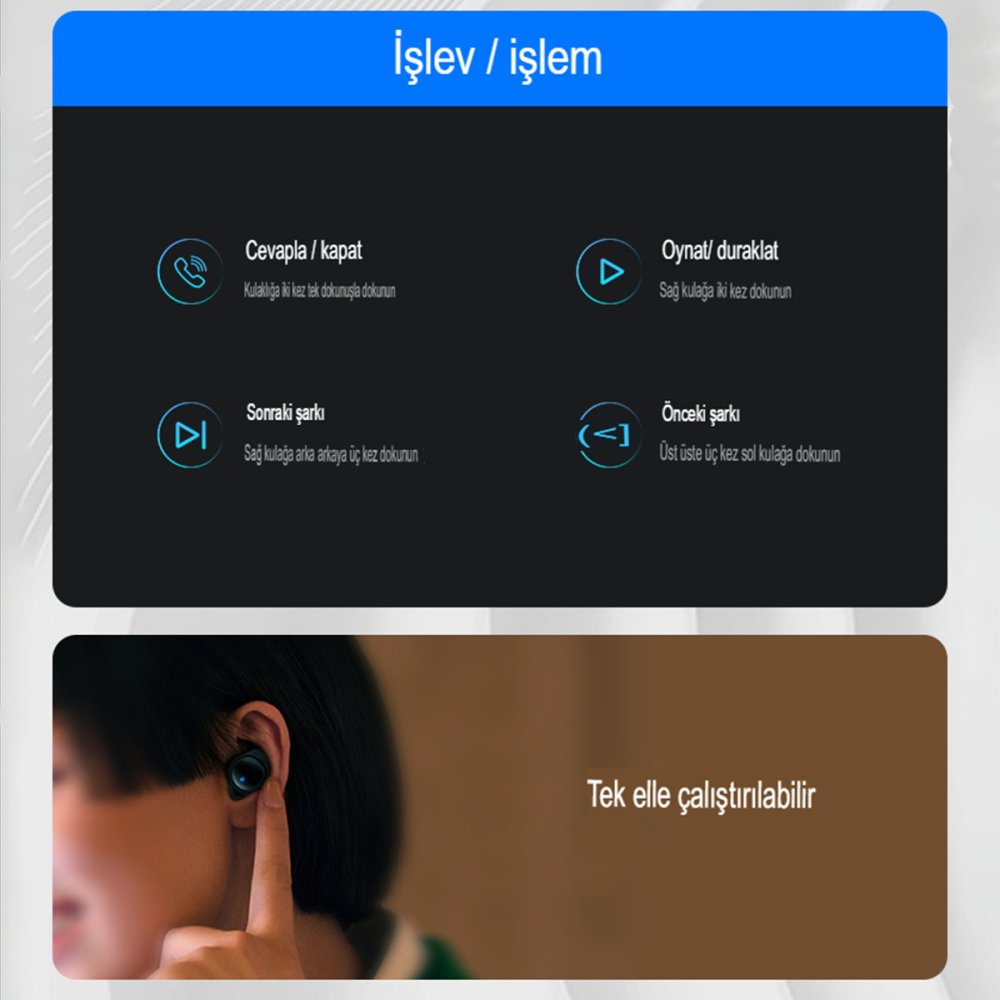 Yesido TWS20 Kablosuz Airpods Kulaklık - Siyah