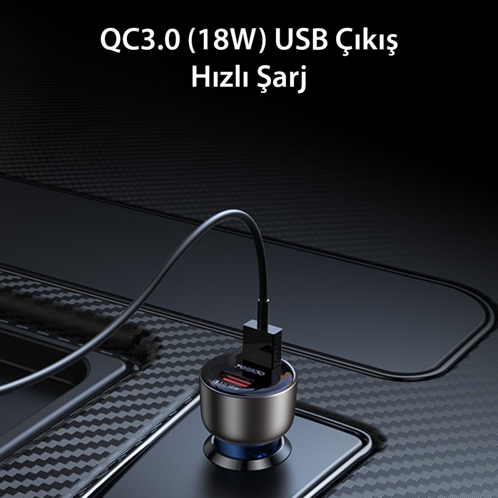 Yesido Y51 2 Adet 18W Usb Araç Şarj - Siyah