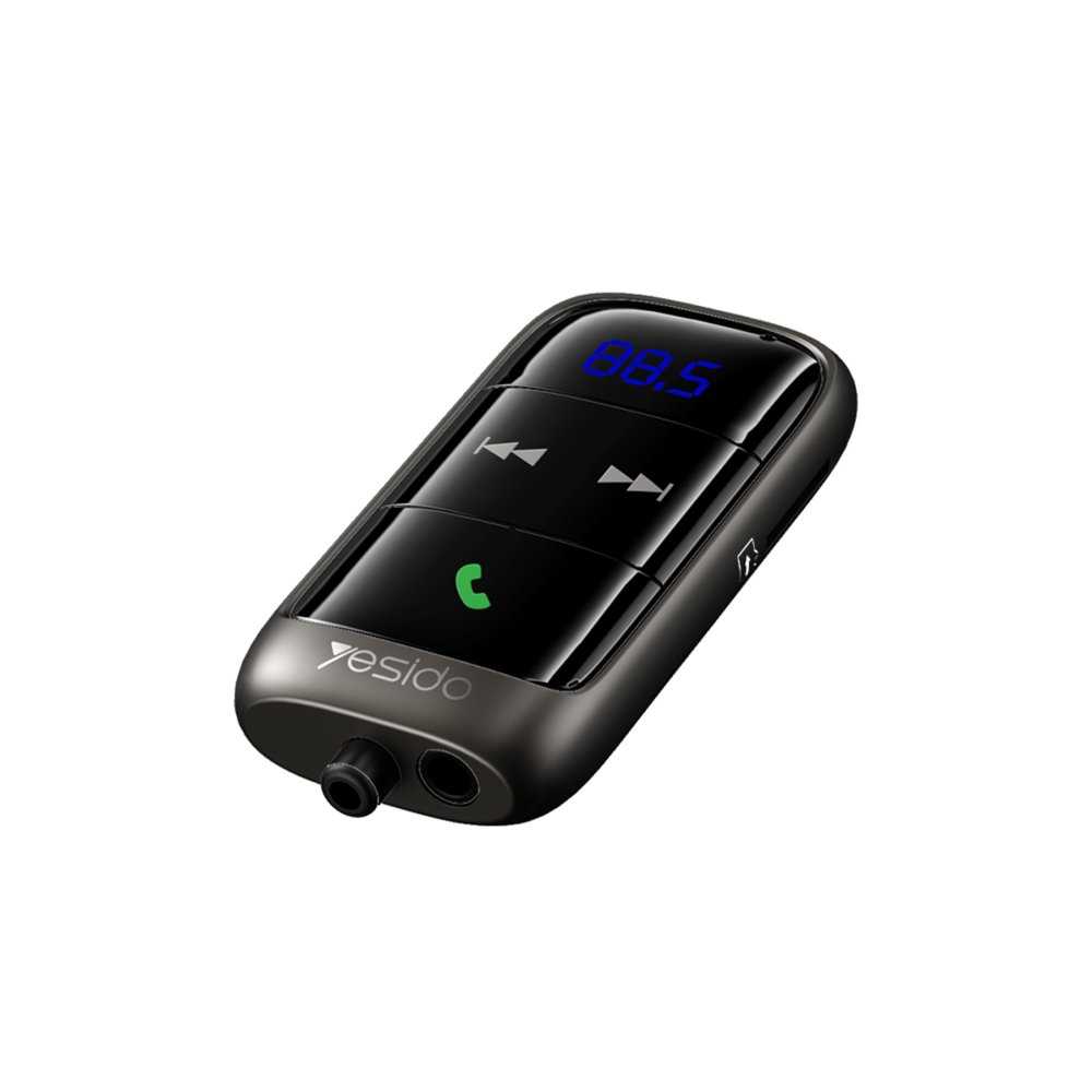 Yesido YAU32 Esnek Usb Kablo Çıkışlı BT 5.0 FM Transmitter - Siyah