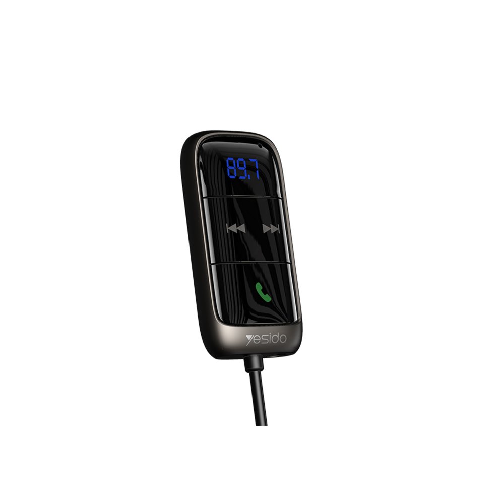 Yesido YAU32 Esnek Usb Kablo Çıkışlı BT 5.0 FM Transmitter - Siyah