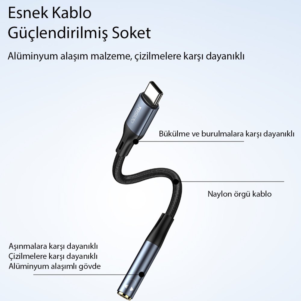 Yesido YAU37 Lightning to Aux Dönüştürücü - Siyah