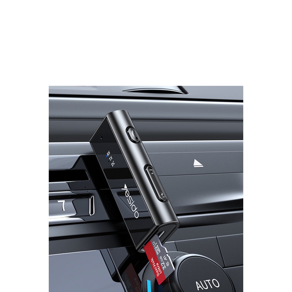Yesido YAU41 3.5mm Aux Çıkışlı Mikrofonlu Bluetooth Araç Kiti - Siyah
