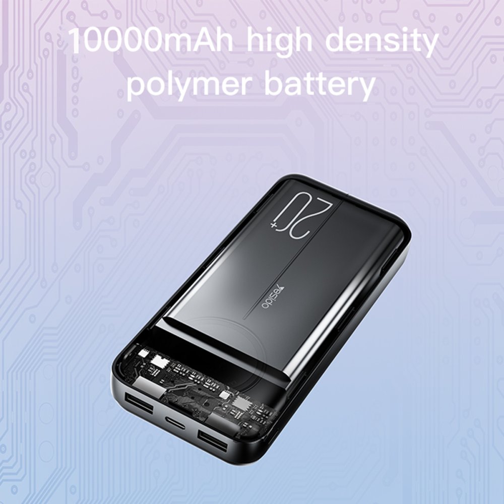 Yesido YP40 10.000 mAh Dijital Göstergeli USB3.0 PD Hızlı Şarj Powerbank - Siyah